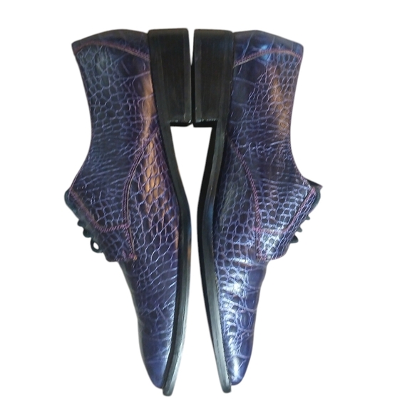 Maggio & Rosetto Purple Crocodile Embossed Leather Oxford Flats Women's sz 8-8.5 - Picture 7 of 12